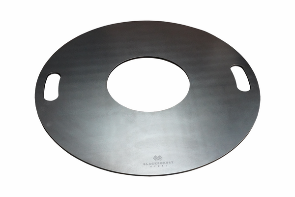 Feuerplatte Ø800 mm aus 6 mm oder 8mm S355MC Stahl mit Innenloch Ø300 mm für Feuerschale und Outdoor-Küche