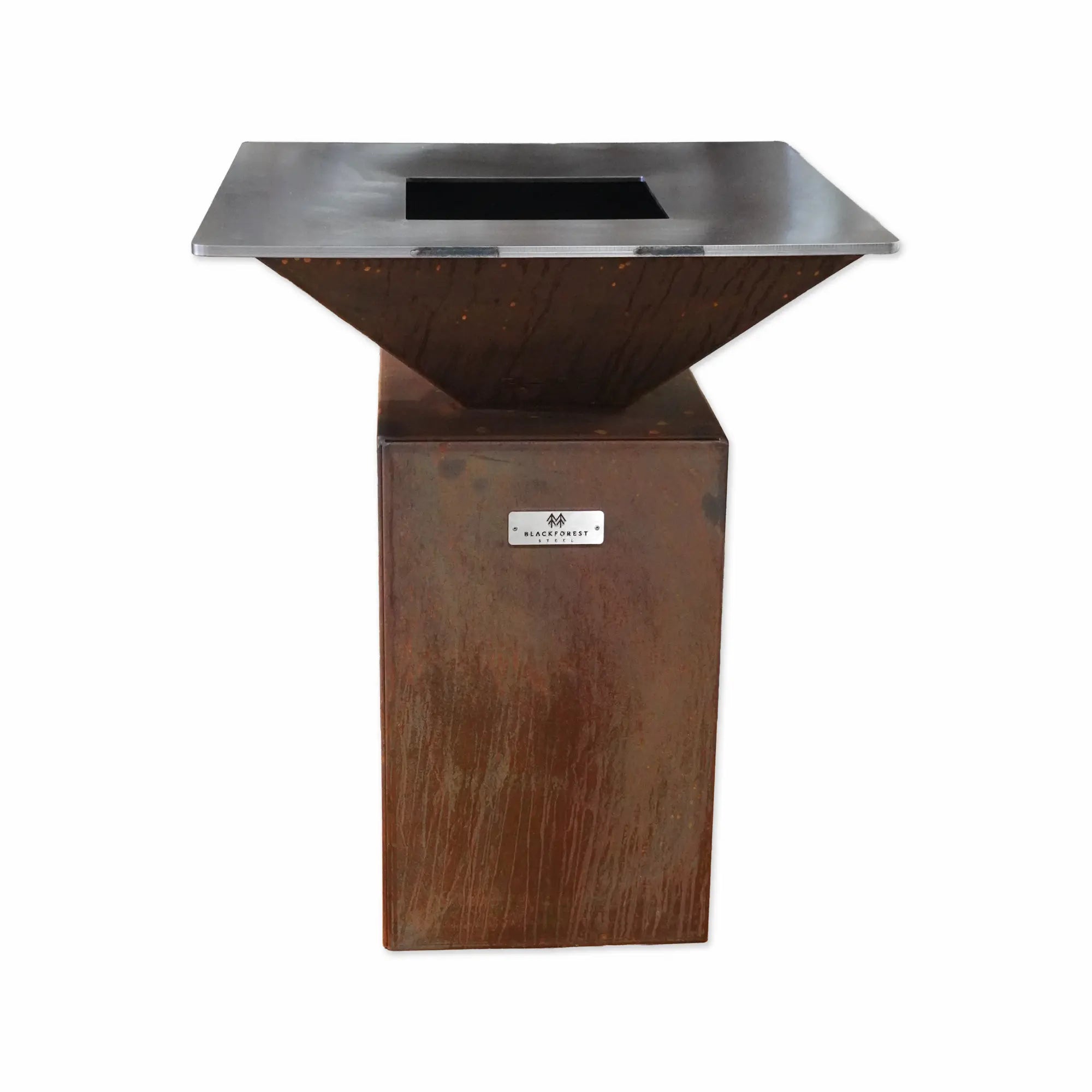 FyrR Grill Corten 75 als kompakter Feuerplattengrill für Terrasse und Garten
